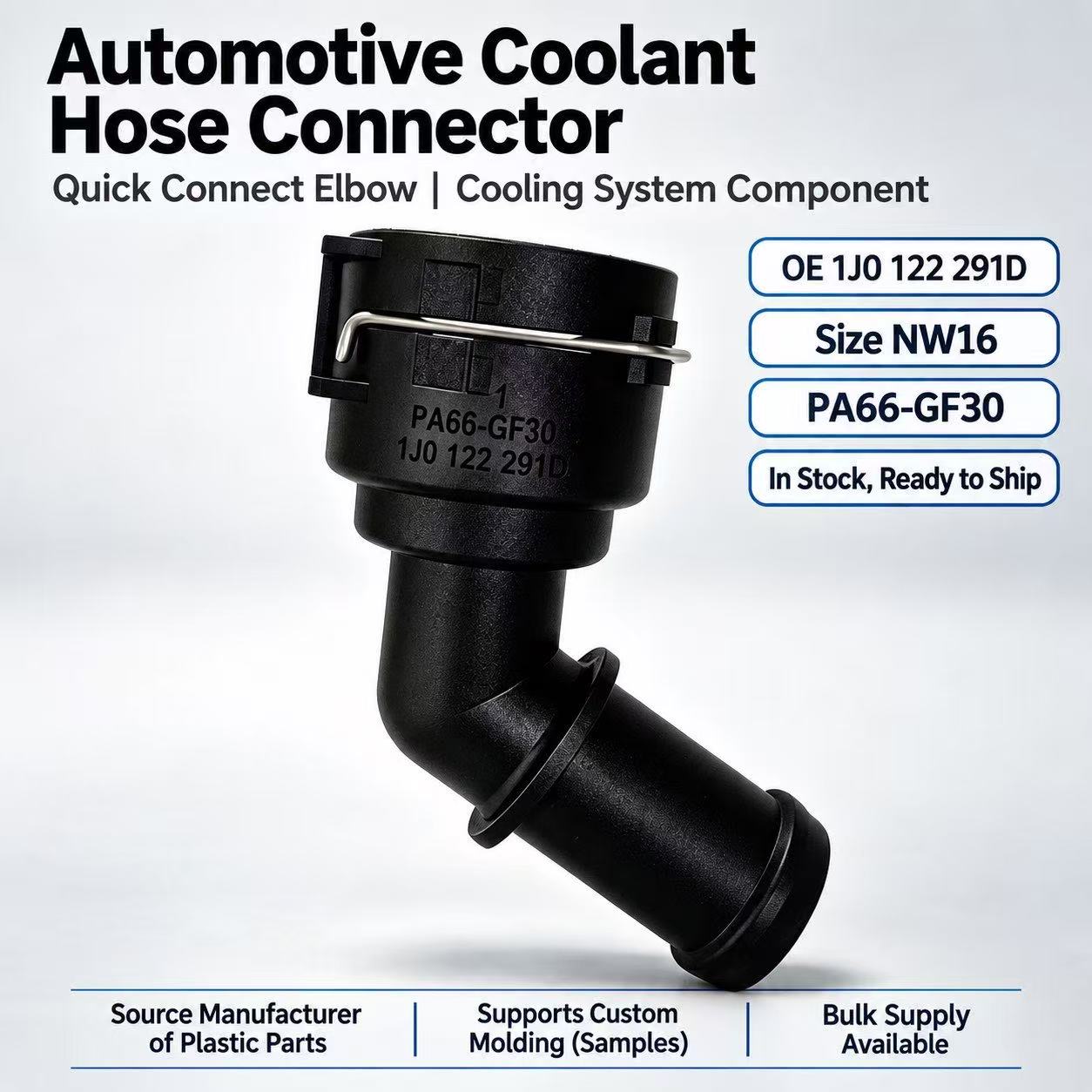 Automotive Coolant Hose Connector Quick Connect Elbow OE 1J0 122 291D NW16