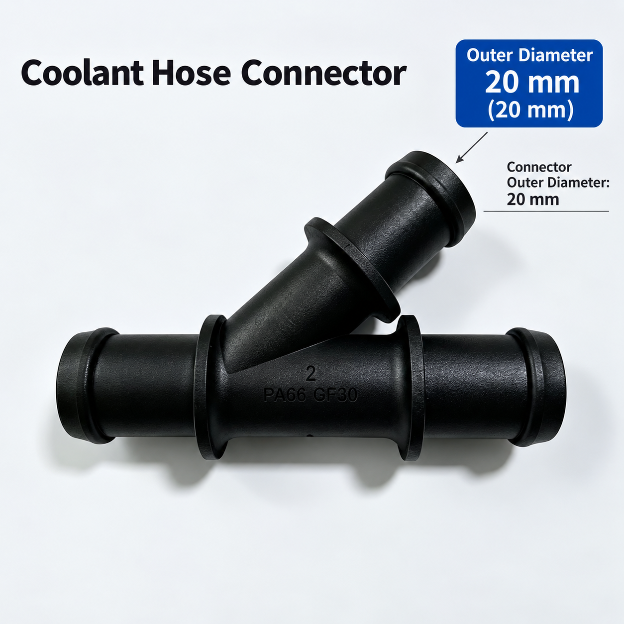 Y‑Shape Coolant Hose Tee Connector OE 5Q0121087L 1K0121087Q PA66‑GF30 For VW Audi Skoda 20mm