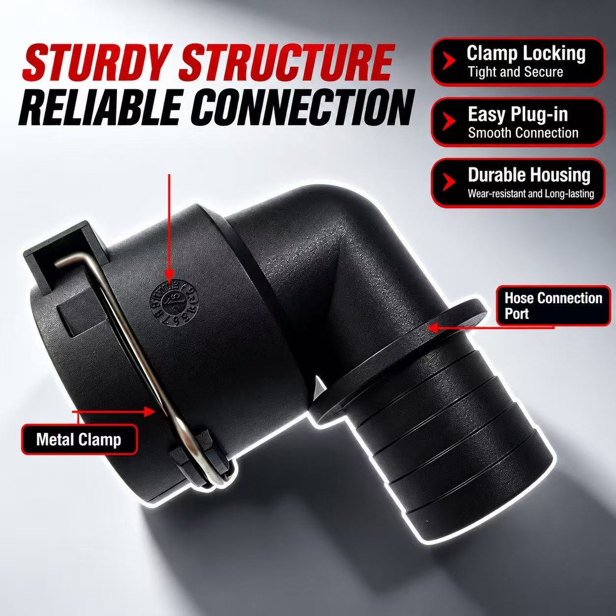 NW16 90 Degree Automotive Water Hose Quick Connector PA66‑GF30 Cooling Pipe Elbow Joint