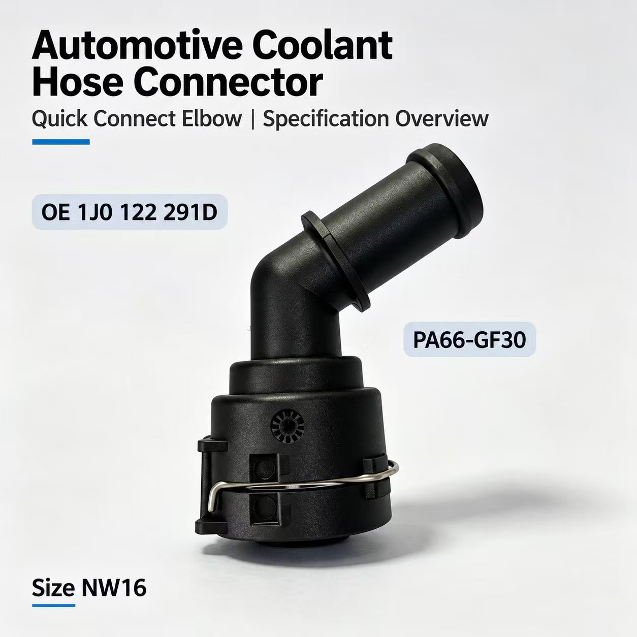 Automotive Coolant Hose Connector Quick Connect Elbow OE 1J0 122 291D NW16