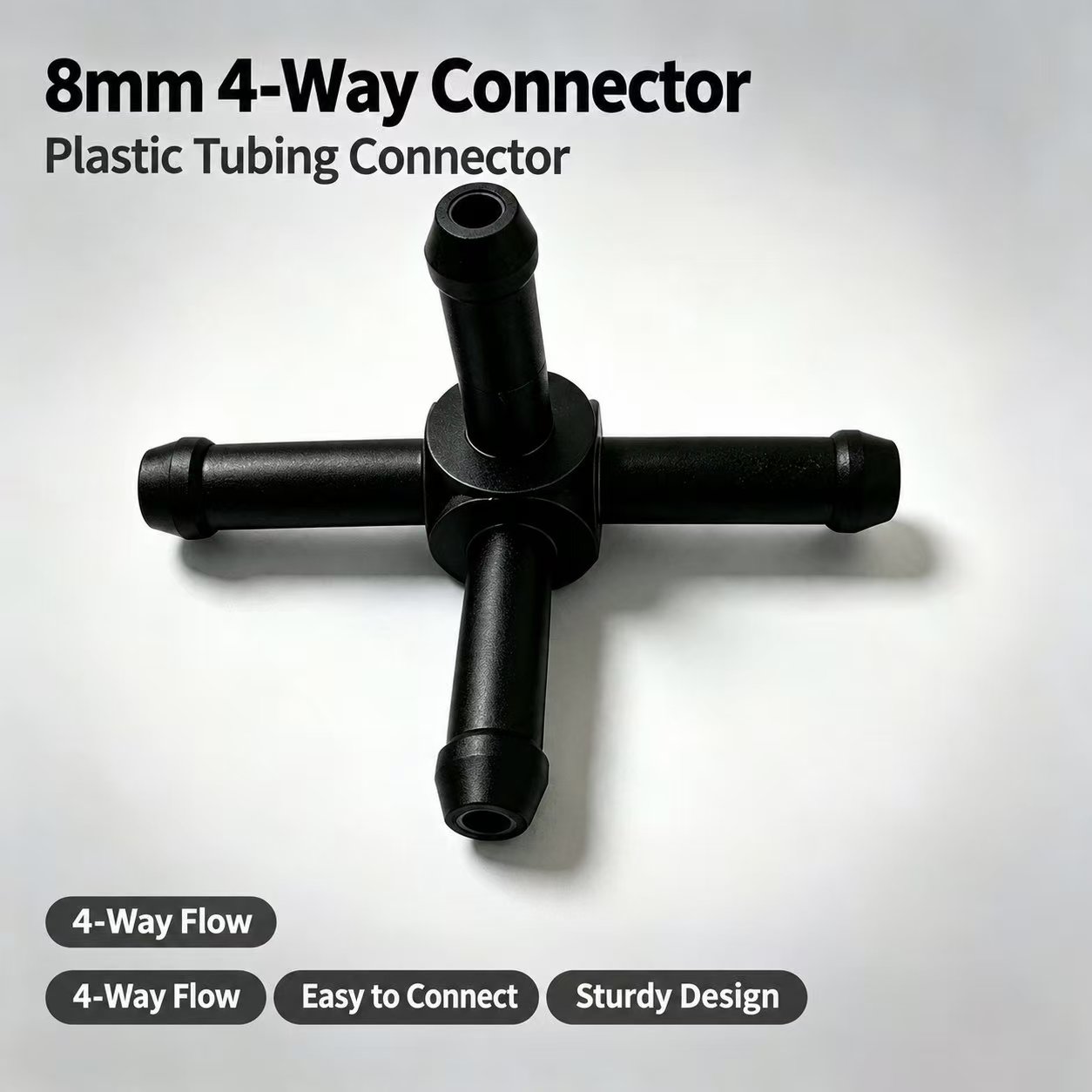 8mm 4‑Way Plastic Tubing Connector